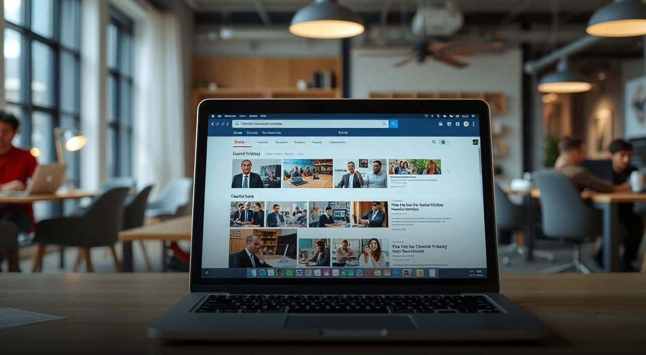 laptop showing website thumbnails and search results