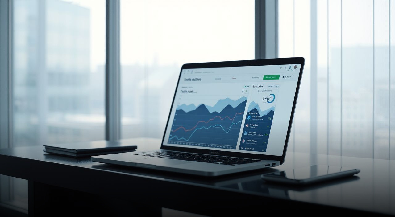 laptop showing website traffic analytics